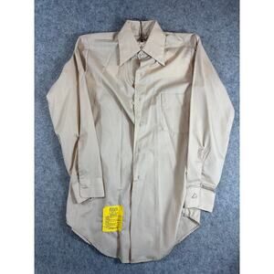 VTG 80s Gulf Military Army Shirt Mens Tan Button Up Long Sleeve Utility 13.5x30
